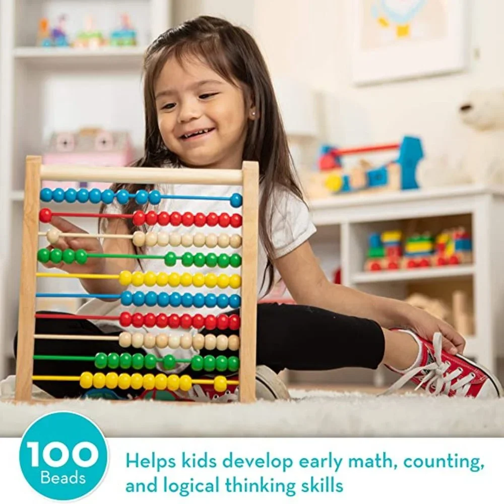 Melissa & Doug Abacus - Classic Wooden Educational Counting Toy 100 Beads NEW